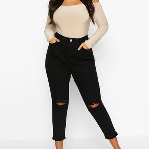 Plus High Waist Rip Knee  Jeans